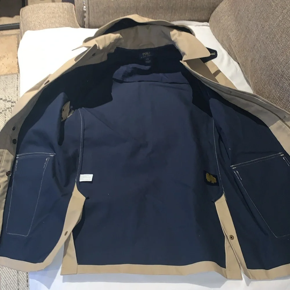 BNWT POLO RALPH LAUREN UNISEX KHAKI 100% COTTON HOOD JACKET SZ L (14-16)